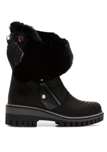 Women's winter boots Nis 2015457/1 Scarponcino Zip Pelle St. Rettile Bk/Rex