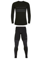 Men's T-shirt + pants Spyder Momentum Baselayer Black 