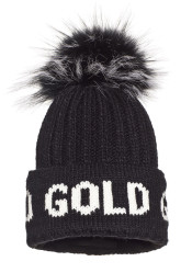 Women's Hat Goldbergh Hodd Beanie Real Raccoon Fur Black