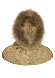 Women's Goldbergh Noami Hooded Scarf Real Raccoon Fur Latte