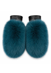 Women's gloves Gena Mittens Massa Bis Fox Black/Turquoise