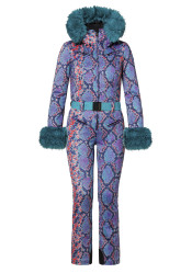 Goldbergh Zafira Women's Ski Suit Faux Border Snake Turchese – performance and elegance in one
