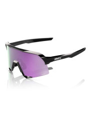 Sunglasses 100% S3 - Polished Black - HiPER Polarized Lavender Mirror