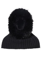 Women´s scarf Goldbergh Naomi Hooded Scarf Faux Border Black