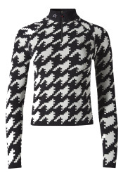 Perfect Moment 1/4 Zip Jacquard Baselayer Top 1740 B/W Houndstooth