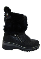 Women's winter boots Nis 2015457/1 Scarponcino Zip Pelle St. Rettile Bk/Rex