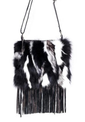 Women's handbag GENA BAG SMALL FRINGE BLK/WHT