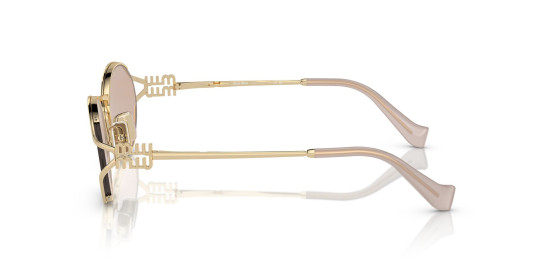 detail Miu Miu 0MU 52YS ZVN20F54 Sunglasses – Pale Gold / Pink Mirror with Internal Silver