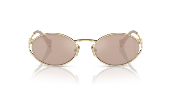 detail Miu Miu 0MU 52YS ZVN20F54 Sunglasses – Pale Gold / Pink Mirror with Internal Silver