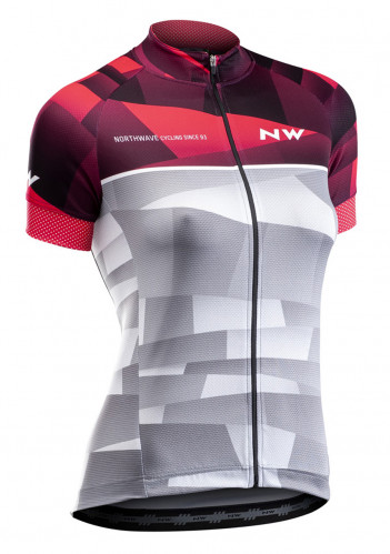 Women's cycling jersey Northwave Origin Woman Jersey Short Sleeves Magenta/Grey