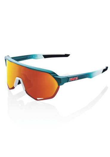 detail 100% S2 – Gloss Metallic Bora / Matte White – HiPER Red Multilayer Mirror Lens Sunglasses