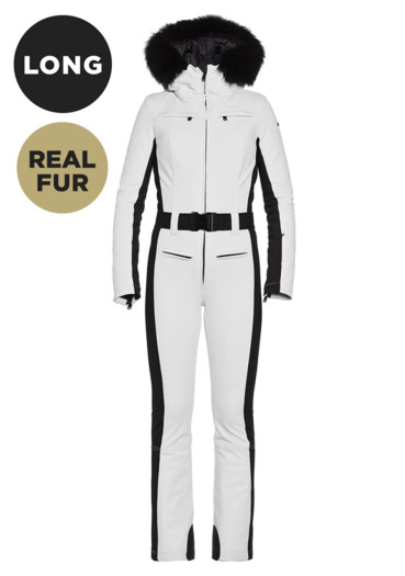detail Women's overall Goldbergh Parry Real Fur Long White 