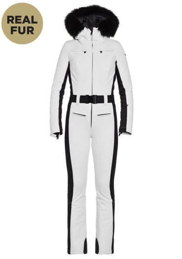 detail Women's overall Goldbergh Parry Real Fur Long White 