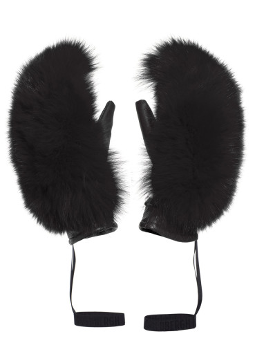 detail Women's gloves Goldbergh Hando Mittens Real Raccoon Fur Black