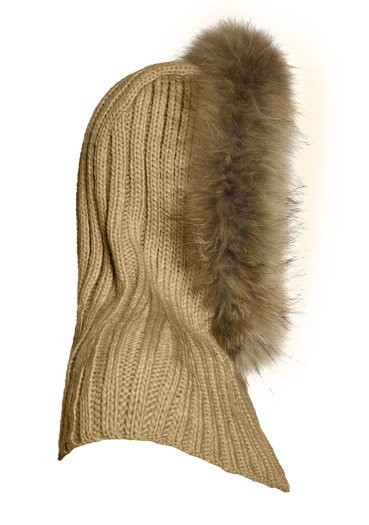 detail Women's Goldbergh Noami Hooded Scarf Real Raccoon Fur Latte