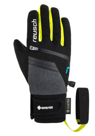 detail Dětské rukavice Reusch Travis GORE-TEX® Junior - Black/Black Mel/Safety Yellow