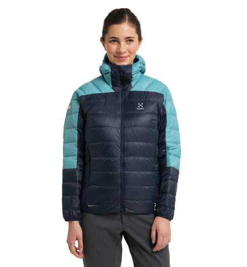 detail Haglöfs LIM Down Hood women's jacket blue