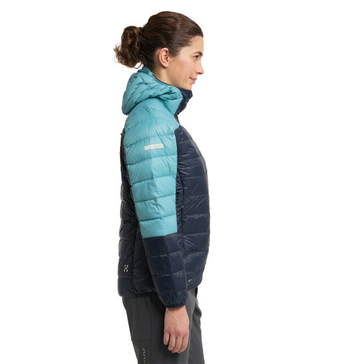 detail Haglöfs LIM Down Hood women's jacket blue