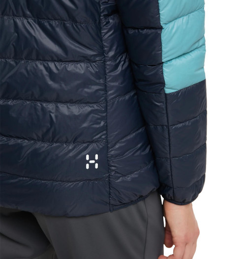 detail Haglöfs LIM Down Hood women's jacket blue