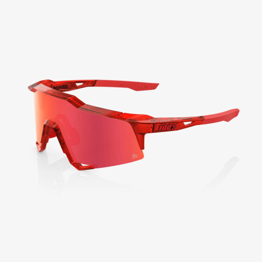 detail 100% SPEEDCRAFT - Gloss Translucent Red - Hiper Red Mirror lens Sports Glasses