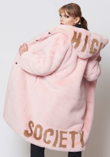 detail High Society Paloma faux fur coat 2180 rose/caramel