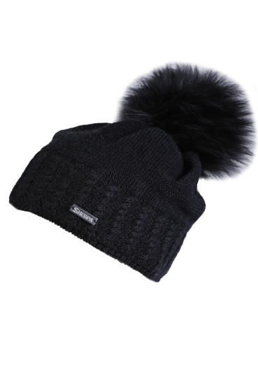 detail Women's Sherpa hat GAIA merino mel black