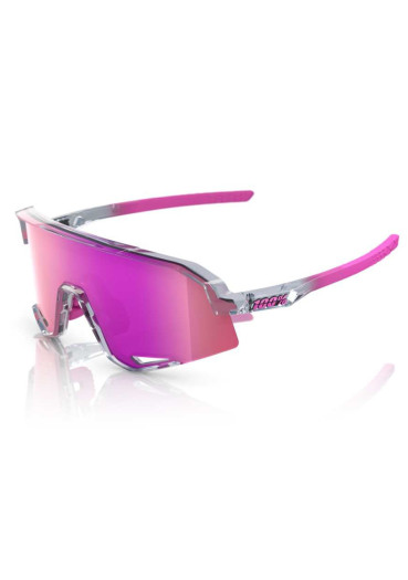 detail 100% SLENDALE Sunglasses – Polished Translucent Grey / Purple Multilayer Mirror Lens