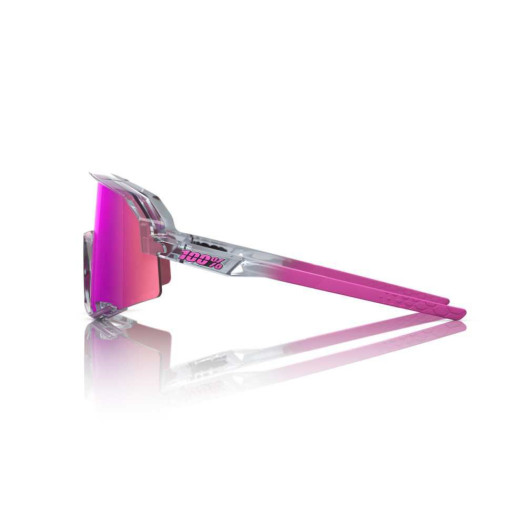 detail 100% SLENDALE Sunglasses – Polished Translucent Grey / Purple Multilayer Mirror Lens