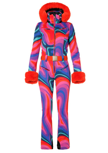 detail Goldbergh La Fete Faux Border Ski Suit Absinthe Rainbow
