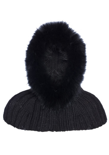 detail Goldbergh Naomi Hooded Scarf Faux Border Black