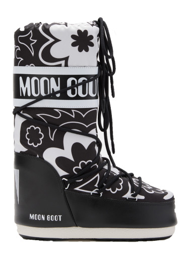 detail Dámské boty Moon Boot Icon Flower-NA02 Black/White