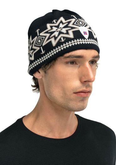 detail Dale of Norway Tindefjell Hat F00 Black Offwhite Mountainstone