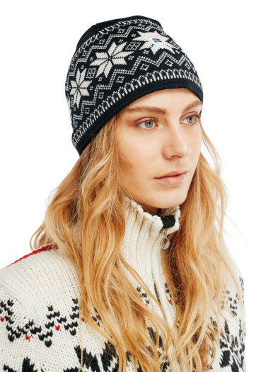 detail Dale of Norway Garmisch Hat F Black Offwhite Dark Charcoal