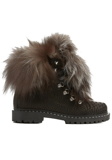 detail Women's winter boots Nis 2115403/4 Scarponcino Pelle Stamp. Black/Pelliccia Volpe