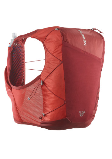 detail Running Vest Salomon Active Skin 12 Set Red Dahlia/High Risk