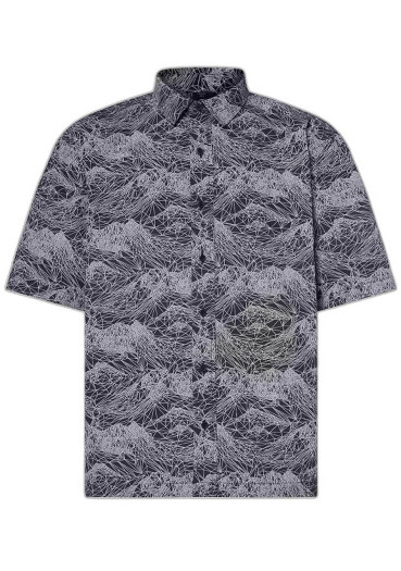 detail Men's shirt Oakley Outdoor Printed Shirt Aop Mountain Black Cement 0B5