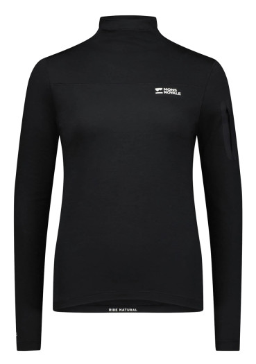 detail Mons Royale Diversion Merino Mock Neck Long Sleeve Wmns Black