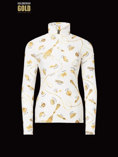 detail Women's Ski Top Goldbergh Farfalle Ski Pully La Pasta Dorata Cream