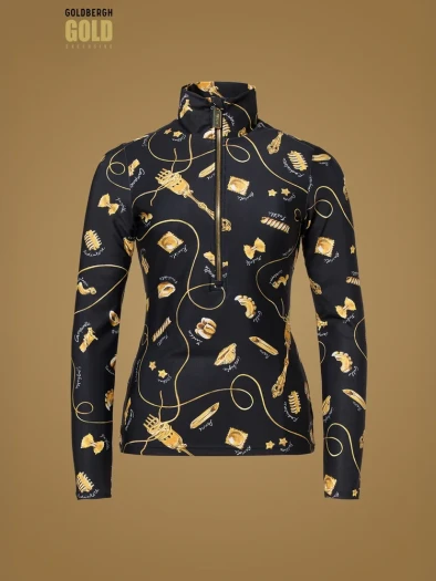 detail Women's Ski Top Goldbergh Farfalle Ski Pully La Pasta Dorata Black