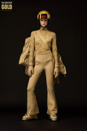 detail Women’s Ski Top Goldbergh Fascino Ski Pully Lace Caramello