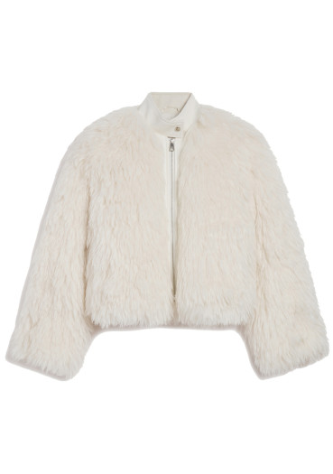 detail Women's coat APPARIS Lillet Shag Fur Bomber Ivory