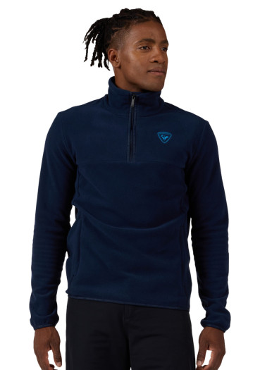 detail Men's sweatshirt Rossignol-STRAWPILE FLEECE HZ-DARK NAVY
