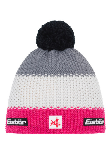 detail Men's hat Eisbär-Star Pompon MÜ SA-pinkmeliert-white-graumele