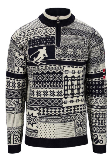 detail Dale of Norway History sweater Navy Offwhite Raspberry