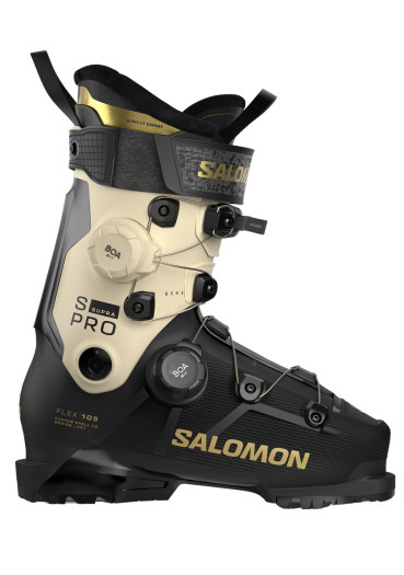 detail Salomon S/PRO SUPRA DUAL BOA 105W Ski Boots - Black/Birch/Gold Met