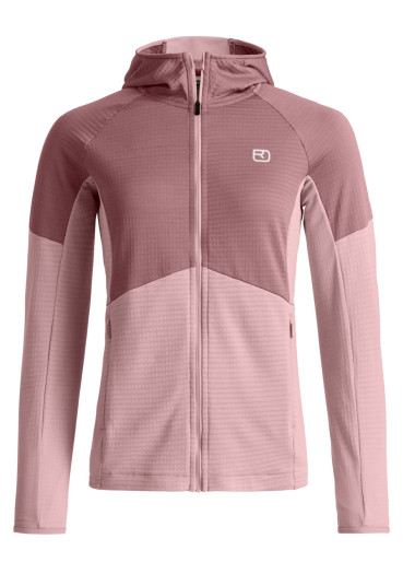 detail Ortovox Fleece Light Grid Hoody W Dawn Rose Women's Sweatshirt