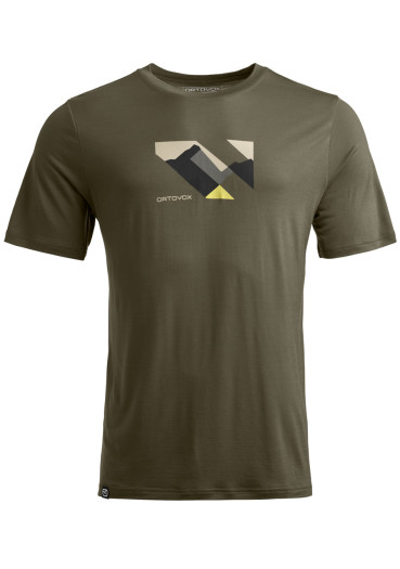 detail Men's T-shirt Ortovox 140 Cool Landscape T-shirt M Dark Wild Herbs