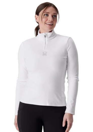 detail Women\'s functional sweatshirt Spyder Shimmer Bug 1/2 Zip White