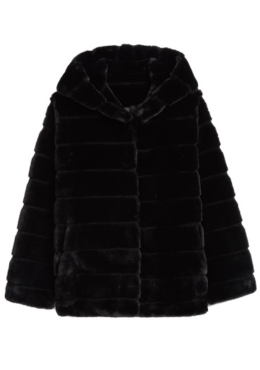 detail Women's coat APPARIS Goldy Hooded Coat Noir