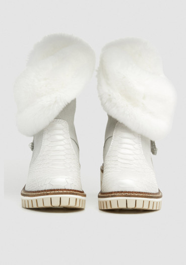 detail Women's winter boots Nis 2015457/2 Scarponcino Zip Pelle St. Rettile Latte/Rex